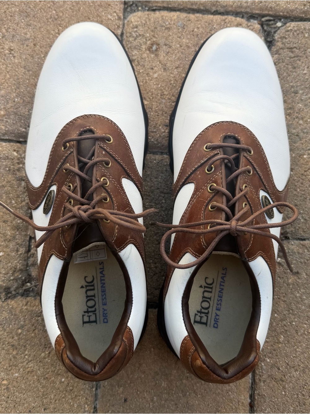 Etonic Men’s White and Brown Athletic Golf Shoes Sz 10.5 - Picture 6 of 9